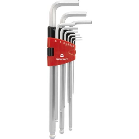 TOOLCRAFT 6 pans intérieurs Jeu de clés mâles coudées 1.5 mm, 2 mm, 2.5 mm, 3 mm, 4 mm, 5 mm, 6 mm, (1/4)