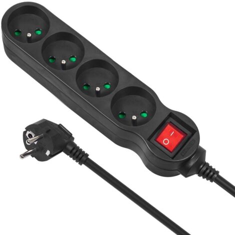 MACLEAN MCE181 RALLONGE ELECTRIQUE BAND BARRETTE D'ALIMENTATION 4 PRISES (3 M) (1/4)