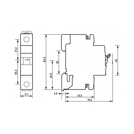 Disjoncteur tétrapolaire 25A B – Courbe de déclenchement B – Capacité 10 kA – Tension 230V – 9916025 – Doepke - DLS 6 I