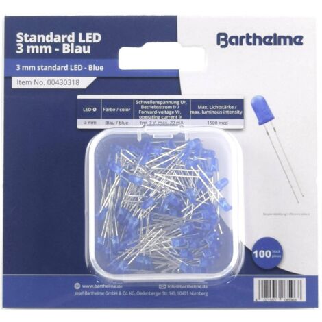 Barthelme diffusant LED bleu 3 V 30° 1500 mcd (1/3)