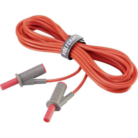 CORDON DE MESURE DE SÉCURITÉ[BANANE MÂLE 4 MM -BANANE MÂLE 4 MM ] ULTRA FLEXIBLES 5.00 M,ROUGE,MSB-501 10 A VOLTCRAFT VC-8063355 (1/5)
