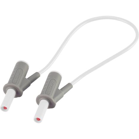 CORDON DE MESURE DE SÉCURITÉ[BANANE MÂLE 4 MM -BANANE MÂLE 4 MM ] ULTRA FLEXIBLES 25.00 CM,BLANC,MSB-501 10 A (1/4)