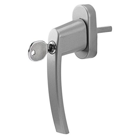 Poignée de fenêtre argent en aluminium – Type de verrouillage cylindre – Pour fenêtres en bois dur – Résistante aux intempéries – Olympia