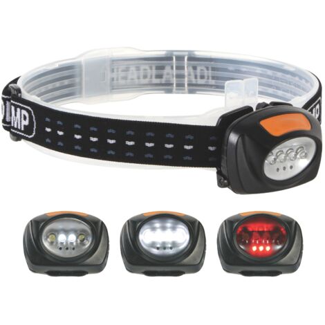 LAMPE FRONTALE 2 EN 1 À 4 LED BLANCHES ET 3 LED ROUGES VELLEMAN EHL11N (1/5)