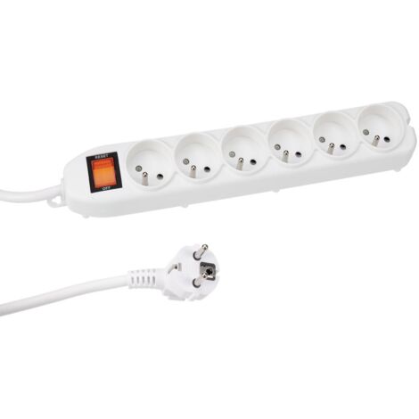 MULTIPRISE À 6 PRISES AVEC INTERRUPTEUR & PROTECTION CONTRE LES SURCHARGES - BLANC VELLEMAN EWS6W (1/3)
