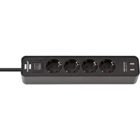 BRENNENSTUHL ECOLOR BLOC MULTIPRISE 4 PRISES AVEC FONCTION DE CHARGE USB (MULTIPRISE AVEC 2 PRISES DE CHARGE USB, INTERRUPTEUR E (1/4)
