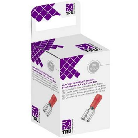 ASSORTIMENT DE COSSES À LANGUETTE FEMELLES 2.80 MM X 0.80 MM TRU COMPONENTS T1904C040 8436808 180 ° PARTIELLEMENT ISOLÉ ROUGE 25 (1/3)