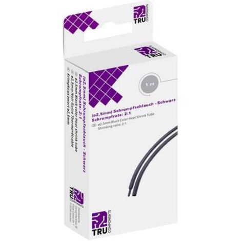 GAINE THERMORÉTRACTABLE SANS COLLE TRU COMPONENTS T1904CA028 8435072 NOIR 2.50 MM TAUX DE RETREINT:2:1 1 M (1/2)
