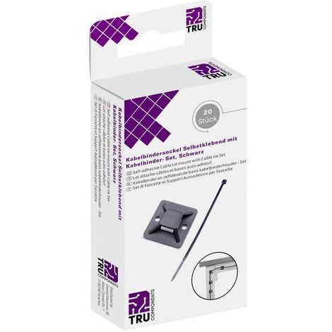ASSORTIMENT DE SERRE-CÂBLES 100 MM TRU COMPONENTS KABELBEFESTIGUNGS-SET, NOIR 20 PARTIES (1/4)