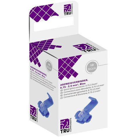 TRU COMPONENTS T1904C037 Raccord de dérivation flexible: 0.75-2.50 mm² rigide: 0.75-2.50 mm² Nombre de pôles: 2 10 pc(s) bleu Q705992 (1/5)