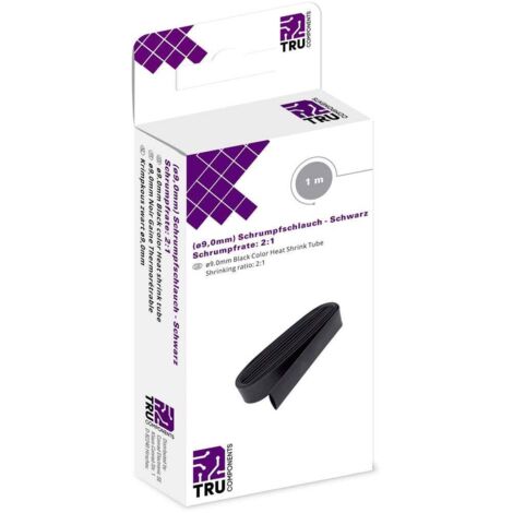 GAINE THERMORÉTRACTABLE SANS COLLE TRU COMPONENTS T1904CA032 8435064 NOIR 9 MM TAUX DE RETREINT:2:1 1 M (1/2)