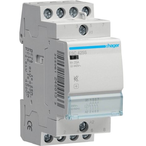 HAGER-CONTACTEUR SILENCIEUX ESC425S 25A 4NA 230 V