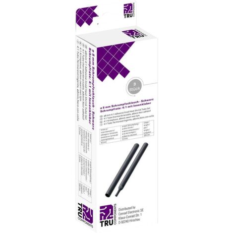 GAINE THERMORÉTRACTABLE AVEC COLLE TRU COMPONENTS T1904CA043 8445032 NOIR 0.80 MM TAUX DE RETREINT:4:1 3 PC(S) (1/3)