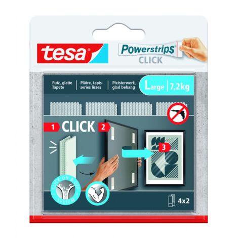 tesa Powerstrips CLICK Grand 4x 2 pièces (L x l) 85 mm x 20 mm Contenu: 4 paire(s) Y831993 (1/5)