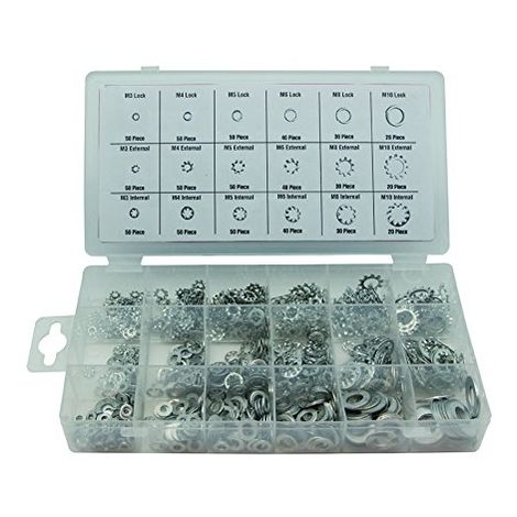 Toolland – Jeu de rondelles à dents 720 pcs – Finition zinguée pour protection contre corrosion – Compatibles plomberie et mécanique automobile