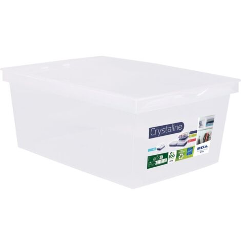 EDA – Boîte de rangement 10 L – Dimensions 38 x 27 x 15 cm – Couvercle clipsé pour fermeture sécurisée – Fabriquée en France