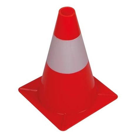 Perel – Cône de signalisation 30 cm – PVC rouge et blanc – Résistant aux chocs et intempéries – Pour délimitation zones dangereuses - V44767