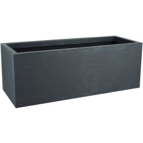 EDA – Jardinière Graphit Up 57 L – Dimensions 79,5 x 29,5 x 29,5 cm – Polypropylène gris anthracite – Zone de rétention d'eau intégrée
