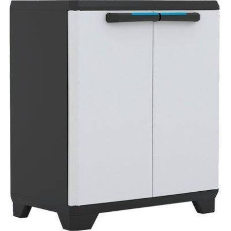 Armoire basse linéaire réglable 68 x 39 x 90 cm – Résine robuste – 1 étagère réglable – Capacité 15 kg – Résistante à la pluie – KIS