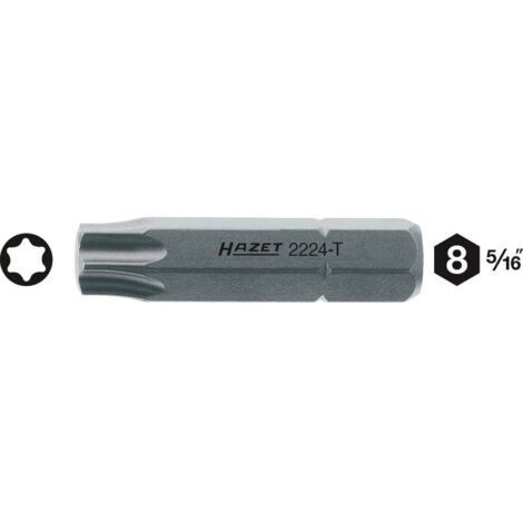 HAZET 2224-T50 EMBOUT-TOURNEVIS HEXAGONE MASSIF 5/16'' TORX INTÉRIEUR TAILLE T50 LONGUEUR  35 MM (1/2)
