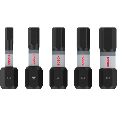Bosch PRO Hex Impact Bit H3 H4 H5(x2) H6 25 mm 5 pces - 2608521U59 (1/5)