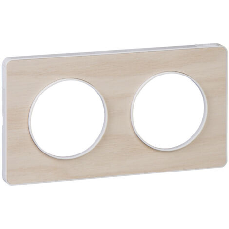 Schneider Electric – Plaque Schneider Odace Touch en bois nordique – 2 postes – Montage horizontal ou vertical – Finition élégante et moderne