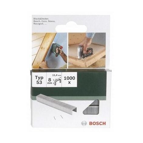 Bosch 2609255820 Agrafes Ã  fil fin type 53 Largeur 11,4 mm Epaisseur 0,74 mm Longueur 8 mm 1000 piÃ¨ces 