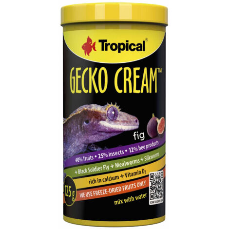 GECKO CRÈME FIGUE 100 ML/50 G – ALIMENT ÉQUILIBRÉ EN POUDRE POUR GECKOS À CRÊTE, GARGOUILLES ET AUTRES REPTILES MANGEURS DE FRUI
