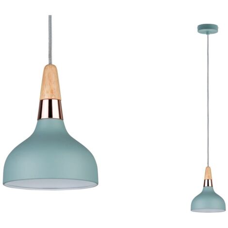 PAULMANN 79652 NEORDIC JUNA SUSPENSION 160MM MAX 1X20W E14 VERT DOUX/CUIVRE 120V MÉTAL/BOI, SATINÉ, 16 CM X 16 CM X 110 CM (1/5)