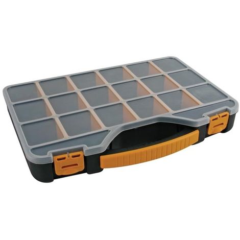 Velleman – Mallette de rangement OMR13 – 18 compartiments modulables – Dimensions 326 x 257 x 48 mm – Couvercle transparent pour visibilité – Transport sécurisé - Q305372