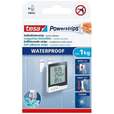 TESA 597780000000 LANGUETTE ADHÉSIVE, BLANC, SET DE 8 PIÈCES (1/3)