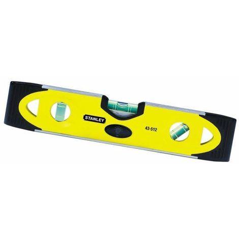 Stanley – Niveau à bulle magnétique bimatière 23 cm – 3 fioles réversibles haute visibilité – Semelle aluminium avec rainure en V