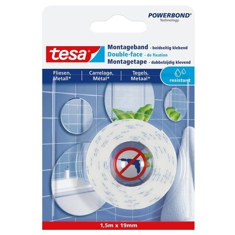 Tesa ruban de montage double-face 5m x 19mm extérieur blanc