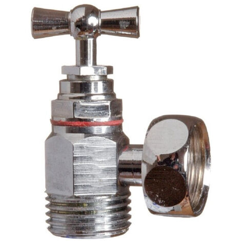 Sferaco – Robinet d'arrêt coudé 3/8' mâle et femelle – Laiton chromé – Pression jusqu'à 10 bar – Pour réservoir WC (1/5)