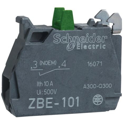 Schneider Electric – Bloc de contact 1 NF 10A 600V – ZBE102 – Raccordement à vis pour applications industrielles – Compatible avec bouton XB4