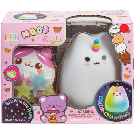 LAMPE LED VEILLEUSE LICORNE KAWAII AVEC STICKERS MURAUX LUMINEUX, CHANGEMENT DE COULEUR, POUR ENFANTS 3+ ANS (1/2)