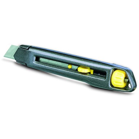 Stanley – Cutter Interlock 18 mm – Lame sécable – Corps métallique résistant – Changement rapide sans outils – Ergonomique antiglisse - MM 1 PC