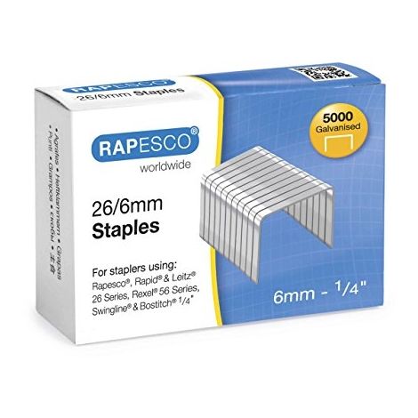 RAPESCO AGRAFES À POINTE EN ACIER GALVANISÉES 26/6MM (LOT DE 5000) S11662Z3 (1/3)