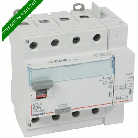Legrand – Interrupteur différentiel DX³ tétrapolaire 400V~ type F 63A 30mA – Protection renforcée contre les déclenchements intempestifs – 5 modules
