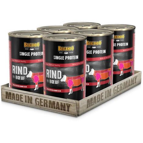 BELCANDO SINGLE PROTEIN BOÎTE [6X400G BOEUF]  NOURRITURE HUMIDE MONOPROTÉIQUE POUR CHIENS  NOURRITURE HUMIDE MONOPROTÉIQUE
