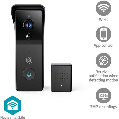 VIDÉOPHONE SMARTLIFE ALIMENTÉ PAR PILE 3MP FULL HD 1296P MICROSD (NON INCLUS) STOCKAGE DANS LE CLOUD (FACULTATIF) IP44 (1/5)