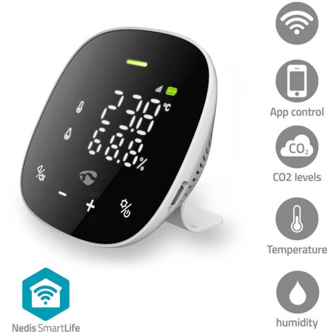 Nedis Moniteur de qualité de l'air SmartLife noir blanc (1/5)