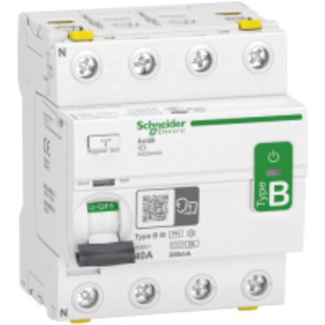 Schneider Electric – Interrupteur différentiel 40A type B-SI – Sensibilité 300mA – Tension 400V – Peignable à vis – Installation rail DIN - Acti9