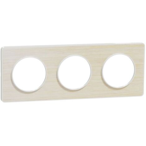 Schneider Electric – Plaque Odace Touch bois nordique liseré blanc 3 postes – Entraxe 71mm – Installation horizontale/verticale – IP21 IK04