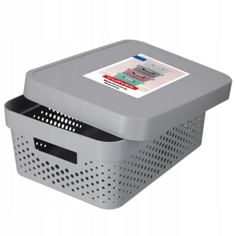 Curver 04753-099-00 Infinity Points Boîte à Rangement avec Couvercle Plastique Gris Clair 36,3 x 27 x 22,2 cm 11 L (1/5)
