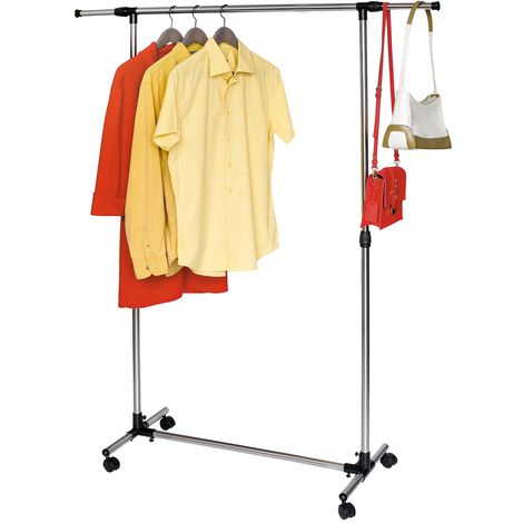TATKRAFT PEGASUS - PORTANT À VÊTEMENT EN ACIER INOX AVEC ROULETTES BARRES LATÉRALES RÉGLABLES - TRINGLE À VÊTEMENTS EXTENSIBLE (1/5)