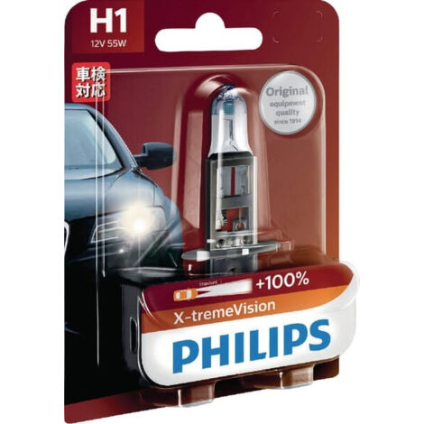 PHILIPS 12258XVB1 AMPOULE DE PHARE X-TREME VISION H1 (12 V, 55 W, P14,5S, 130% EMBALLAGE BLISTER)
