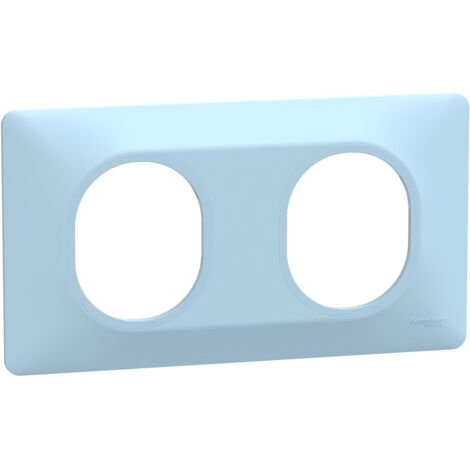OVALIS PLAQUE DE FINITION 2 POSTES HORIZONTAL ENTRAXE 71MM BLEU AZURIN SCHNEIDER S320704C (1/4)