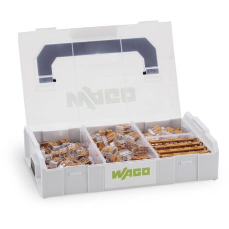 Wago – Assortiment de bornes de connexion série 221 – 229 pièces – Connexion ressort de traction – Section câble 0.14-4 mm² flexible et 0.2-4 mm² rigide (1/6)