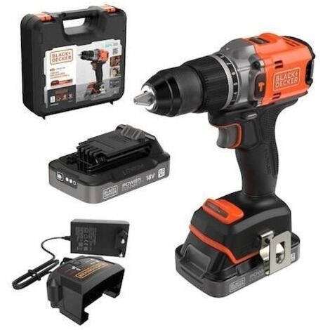 BLACK+DECKER PERCEUSE-VISSEUSE SANS FIL ET SANS BALAIS 18V, COUPLE PUISSANT DE 50NM,MANDRIN SANS CLÉ DE 13MM, BOÎTE DE VITESSE À (1/5)